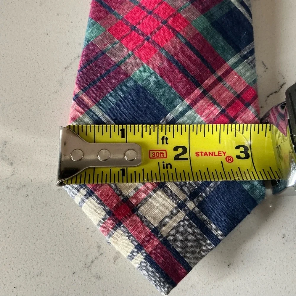 Vintage Guy Laroche Cravate cotton tartan madras neck tie made in USA